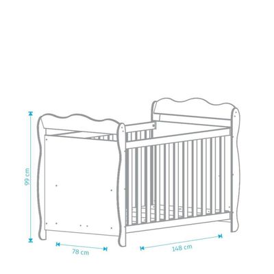 Berço Infantil Lisi - Moveis Peroba Branco Brilho