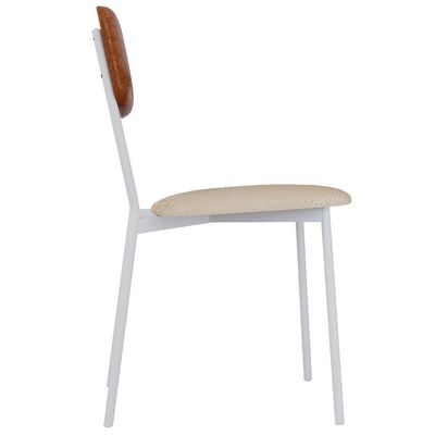 Cadeira Estofada Para Sala De Jantar Village Branco C01 Linho Areia Courino Caramelo - Lyam Decor