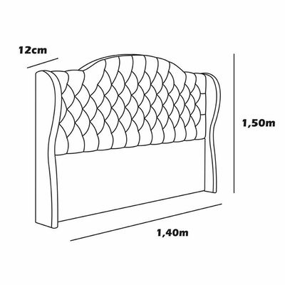 Cabeceira Estofada Casal 140 Cm Cristal Veludo Cinza