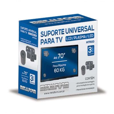 Suporte De Parede Universal Fixo Metalform Para Tvs Led/lcd De Até 70