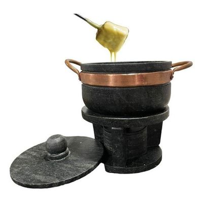 Kit Fondue Pedra Sabão Completo 18pçs - Chapa 32 Cm