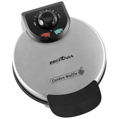 Máquina de Waffle Britânia Golden 850W Chapas Antiaderentes Inox / 110V