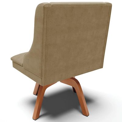 Kit 2 Cadeiras Decorativas Sala de Jantar Base Giratória de Madeira Firenze Suede Nude/Natural G19 - Gran Belo
