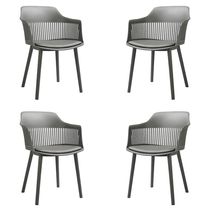 Kit 4 Cadeiras Decorativas Prescott Sala de Jantar PP/PU Cinza G56 - Gran Belo