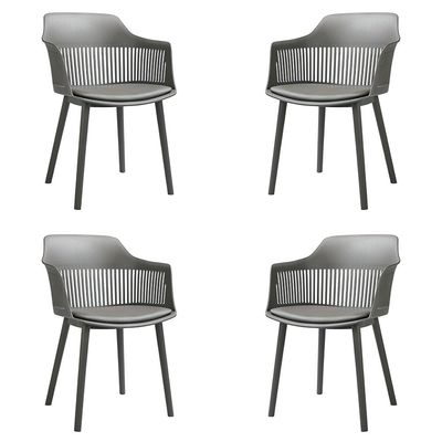 Kit 4 Cadeiras Decorativas Prescott Sala de Jantar PP/PU Cinza G56 - Gran Belo