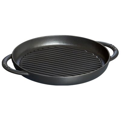 GRELHA STAUB REDONDA COM ALÇA EM FERRO FUNDIDO PRETO 26CM 405093770
