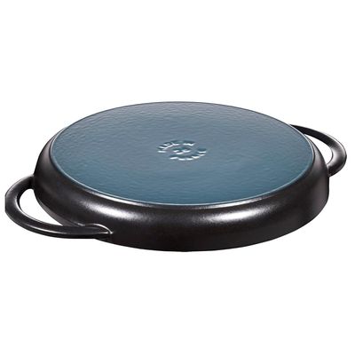 GRELHA STAUB REDONDA COM ALÇA EM FERRO FUNDIDO PRETO 26CM 405093770