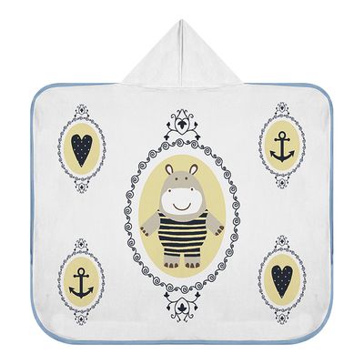 Toalha de Banho Baby Tecebem com Capuz Estampada Nino 70cmx90cm Branco