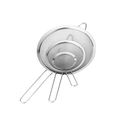 Peneira Inox Cabo Aço Cozinha Confeitaria Kit 10-16-20cm