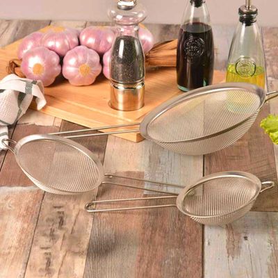 Peneira Inox Cabo Aço Cozinha Confeitaria Kit 10-16-20cm