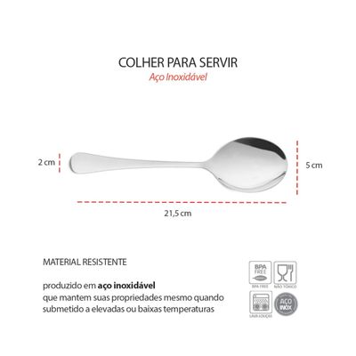 Colher e Suporte Descanso Apoio Aço Inox Servir Arroz Salada