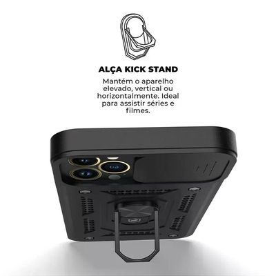 Kit Capa Dinamic Cam Protection e Pelicula Coverage 5D Pro Preta para iPhone 15 Plus - Gshield