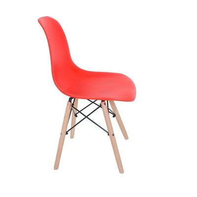 Cadeira Eiffel Charles Eames de Plástico Reciclável com Base de Madeira DSW Vermelho L15 - Gran Belo