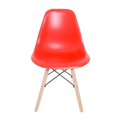 Cadeira Eiffel Charles Eames de Plástico Reciclável com Base de Madeira DSW Vermelho L15 - Gran Belo