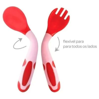 Kit Talher Colher/ Garfo Flexível Termossensível Rosa Pimpolho Rosa