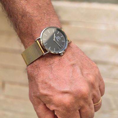 Relógio Masculino Aço Analógico Elegante Dourado New Port