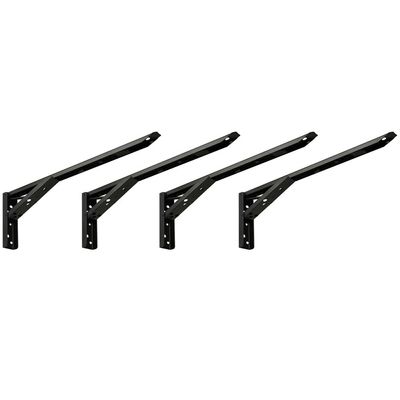 Kit 02 Pares Suporte Para Mesa Dobrável Retrátil 30 cm H02 Mão Francesa Preto - Lyam