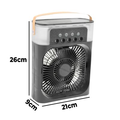 Climatizador Portátil USB 600ml com Ventilação 3 Velocidades e Iluminação - Ventilador Portátil Umidificador