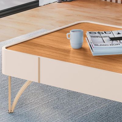 Mesa de Centro Decorativa Sala de Estar Harmony B01 Off White Cinamomo - Lyam Decor