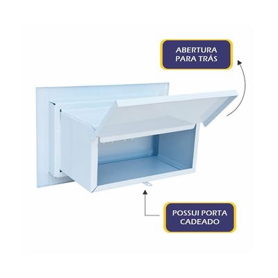 Caixa de Correio Cartas Para Muro Detras Branca 15x23x30cm