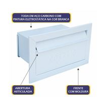 Caixa de Correio Cartas Para Muro Detras Branca 15x23x30cm