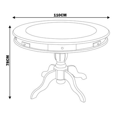 Mesa de Jogos Carteado 4 Lugares Bellagio com Gavetas e Tampo Reversível Base Estrela com Tecido Tabaco/Verde G42 - Gran Belo