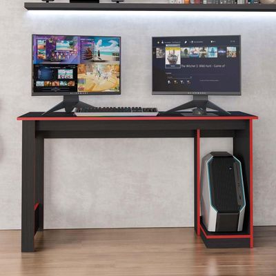 Mesa Gamer Computador Escrivaninha Preta Vermelha Caemmun