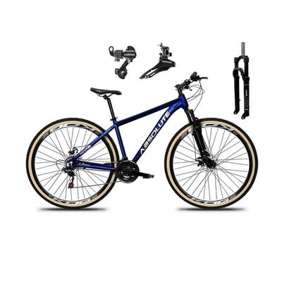 Bicicleta Aro 29 Absolute Nero 5 Câmbios Shimano 24v Alumínio Garfo Com Trava Mountain Bike Azul Tam: 19