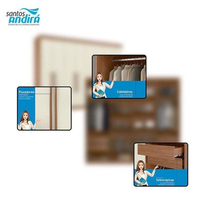Guarda Roupa Casal 8 Portas 4 Gavetas Master New Jatobá Areia Acetinado - Santos Andirá