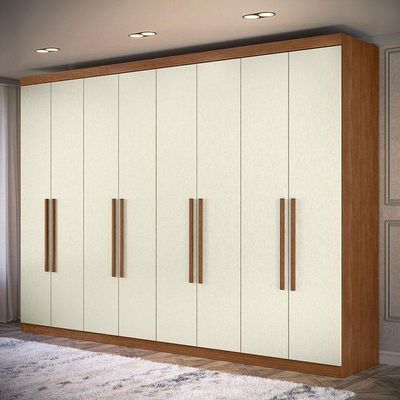 Guarda Roupa Casal 8 Portas 4 Gavetas Master New Jatobá Areia Acetinado - Santos Andirá