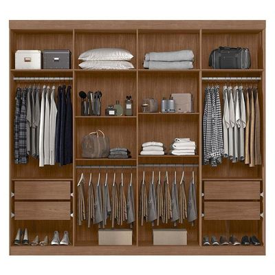 Guarda Roupa Casal 8 Portas 4 Gavetas Master New Jatobá Areia Acetinado - Santos Andirá