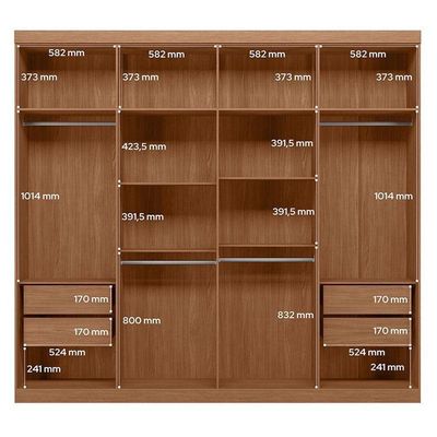 Guarda Roupa Casal 8 Portas 4 Gavetas Master New Jatobá Areia Acetinado - Santos Andirá