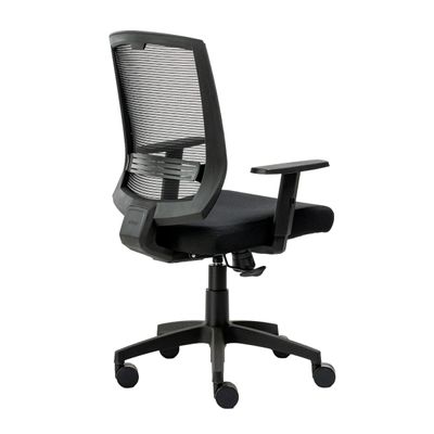 Cadeira de Escritório Giratória New Opus Roal Preta Encosto em Tela Base Nylon Syncron