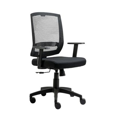 Cadeira de Escritório Giratória New Opus Roal Preta Encosto em Tela Base Nylon Syncron