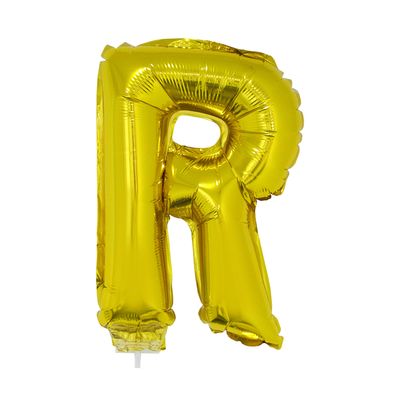 Balão Metalizado 16" Funny Letra R Dourado com Suporte