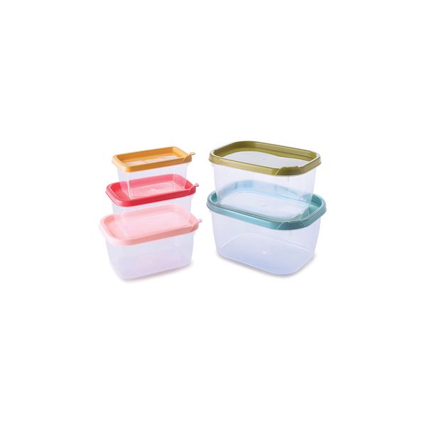 Conjunto de Potes Plasútil Conect em Plástico Retangular Colorido com 5 Peças