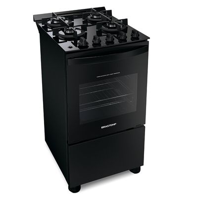 Fogão Brastemp 4 Bocas com Mesa de Vidro Grades Duplas BFO4VAE Preto / Bivolt