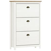 Sapateira Vertical 3 Portas Madeira Maciça Mazzaro F06 Branco Freijó - Lyam Decor