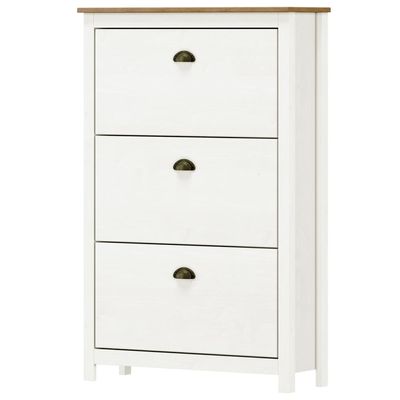 Sapateira Vertical 3 Portas Madeira Maciça Mazzaro F06 Branco Freijó - Lyam Decor