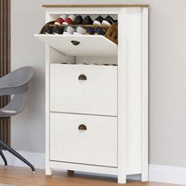 Sapateira Vertical 3 Portas Madeira Maciça Mazzaro F06 Branco Freijó - Lyam Decor