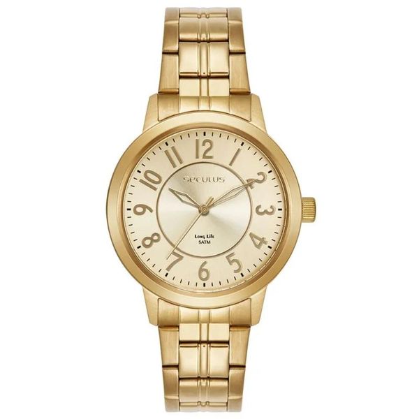 Relógio Seculus Feminino Ref: 44311lpsvda1 Casual Aço Dourado