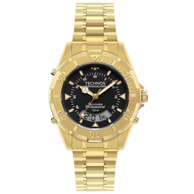 Relógio Technos Masculino Ref: Wt2050afn/1p Skydiver Anadigi Dourado
