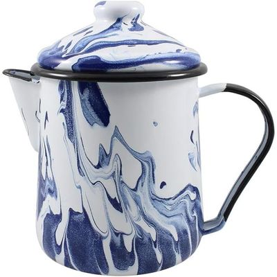 Leiteira Tradicional Nr 12 Esmaltada Marmorizada Azul -1,1l