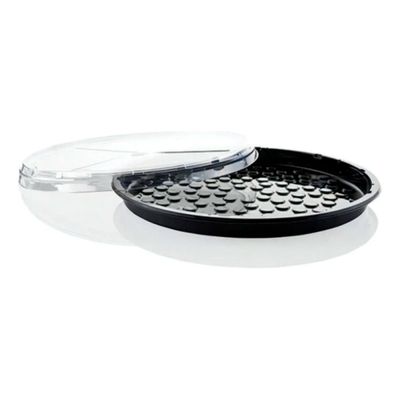 50un Bandeja Pizza Plástica Transparente G230 Rasa 33,5x4,8cm Galvanotek