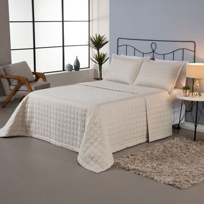 Kit Cobre Leito Matelado Dupla Face Soft 3 Peças Queen 100% Poliéster  - Areia