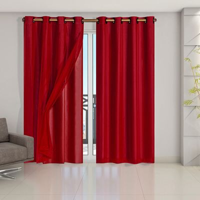 Cortina Blackout Voil Liso 2,80m x 2,80m Voil 100% Poliéster/Forro 100% PVC - Vermelha