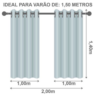 Cortina Blackout Voil Liso 2,00m x 1,40m Voil 100% Poliéster/Forro 100% PVC - Azul