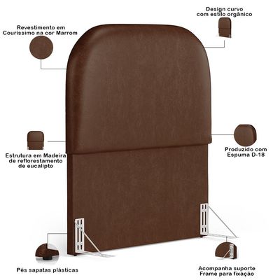 Cabeceira Cama Box 100cm Orgânica Lanna W01 Couríssimo Marrom - Lyam Decor