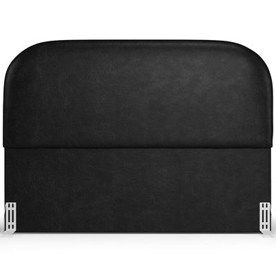 Cabeceira Cama Box King 195cm Lanna com Puff Recamier Doha W01  Couríssimo Preto - Lyam Decor