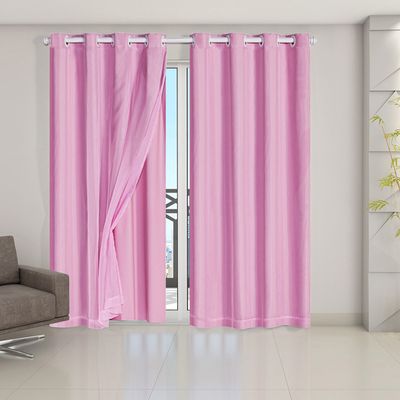 Cortina Blackout Voil Liso 2,80m x 2,30m Voil 100% Poliéster/Forro 100% PVC - Rosa